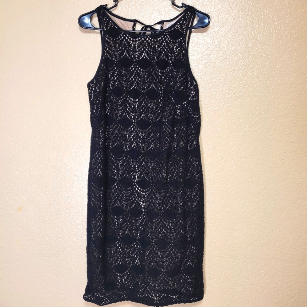 Loft Women Black Crochet Dress Size 8